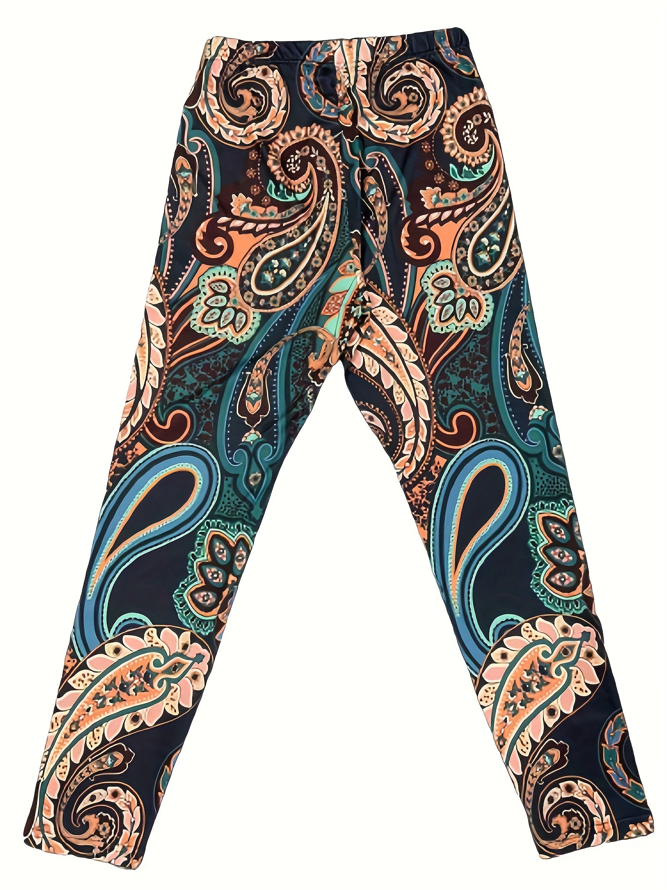Boho Leggings Women's Plus Paisley Print Skinny Leggings