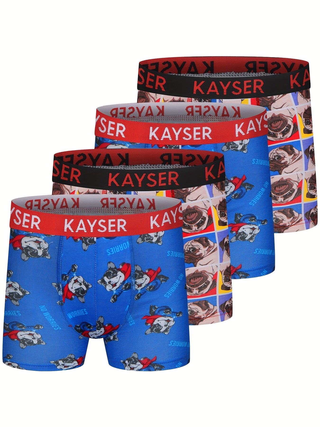 4pcs Boy's Boxer Briefs Cartoon Animal Letter Print Elastic Waist Shorts