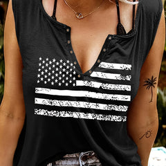 Print Crew Neck Tank Top Sleeveless Loose Tank Top