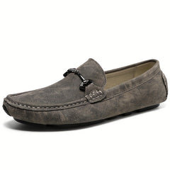 Metal Buckle Flat Loafers Soft Sole Slip On Shoes