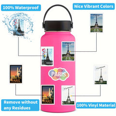 120pcs Paris City Travel Stickers Scrapbooks Journals Laptops