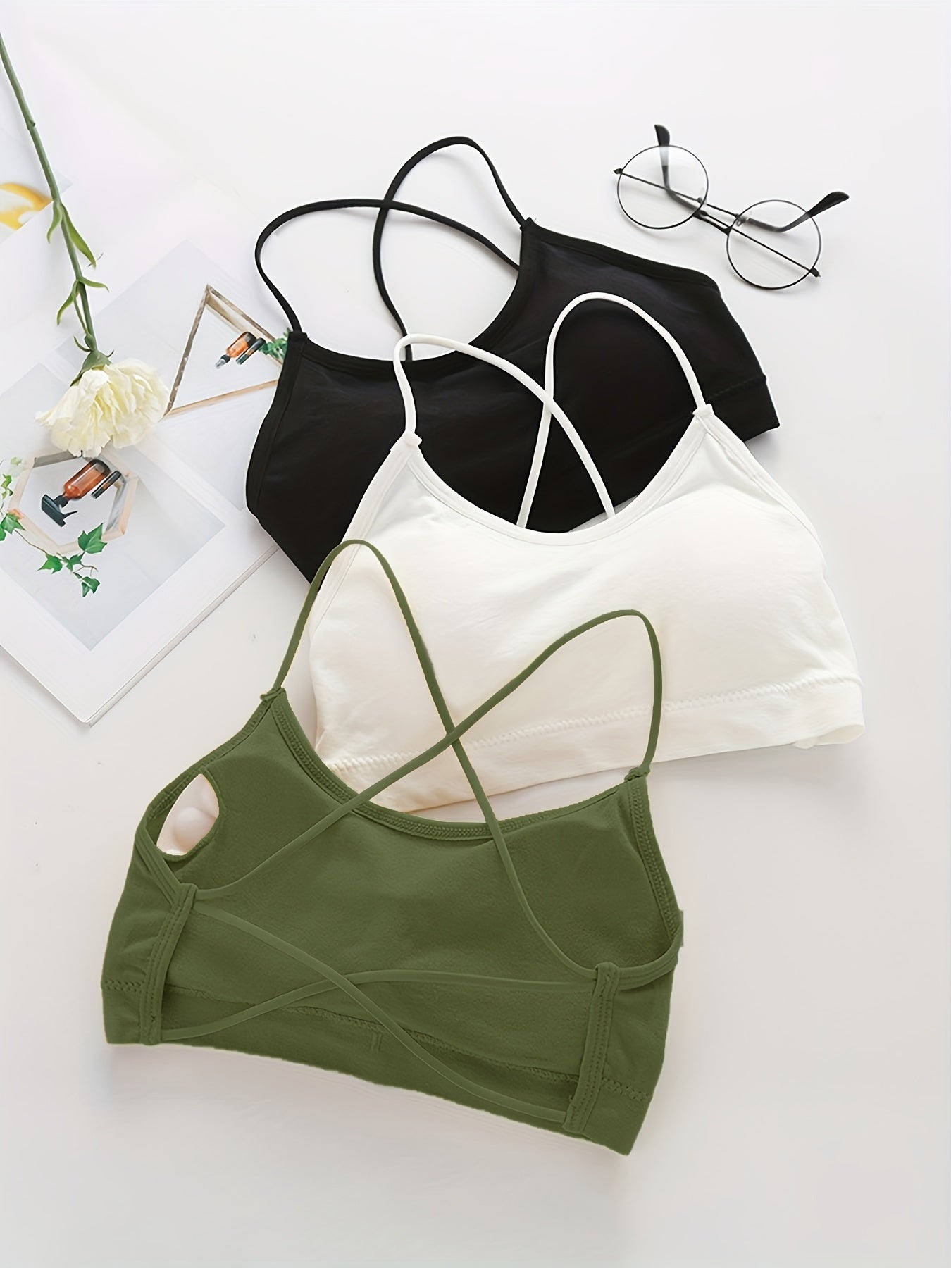 Girls Push Up Cross Straps Vests Backless Crop Tube Tops Halter Lingerie