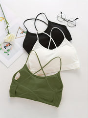Girls Push Up Cross Straps Vests Backless Crop Tube Tops Halter Lingerie