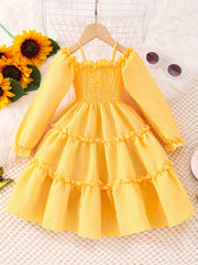 Off Shoulder Ruffle Trim Princess Dress for Girls