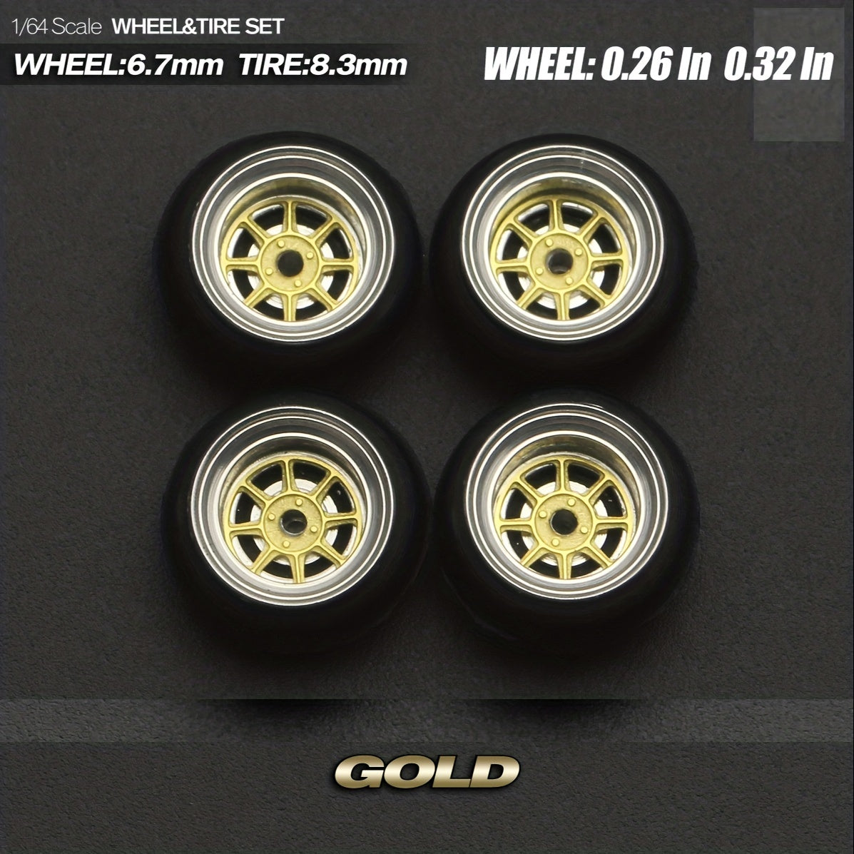 1:64 Scale Static Model Car for Modification Assembly Style All Metal Wheel Hub