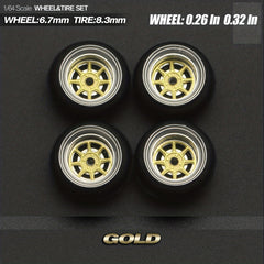 1:64 Scale Static Model Car for Modification Assembly Style All Metal Wheel Hub