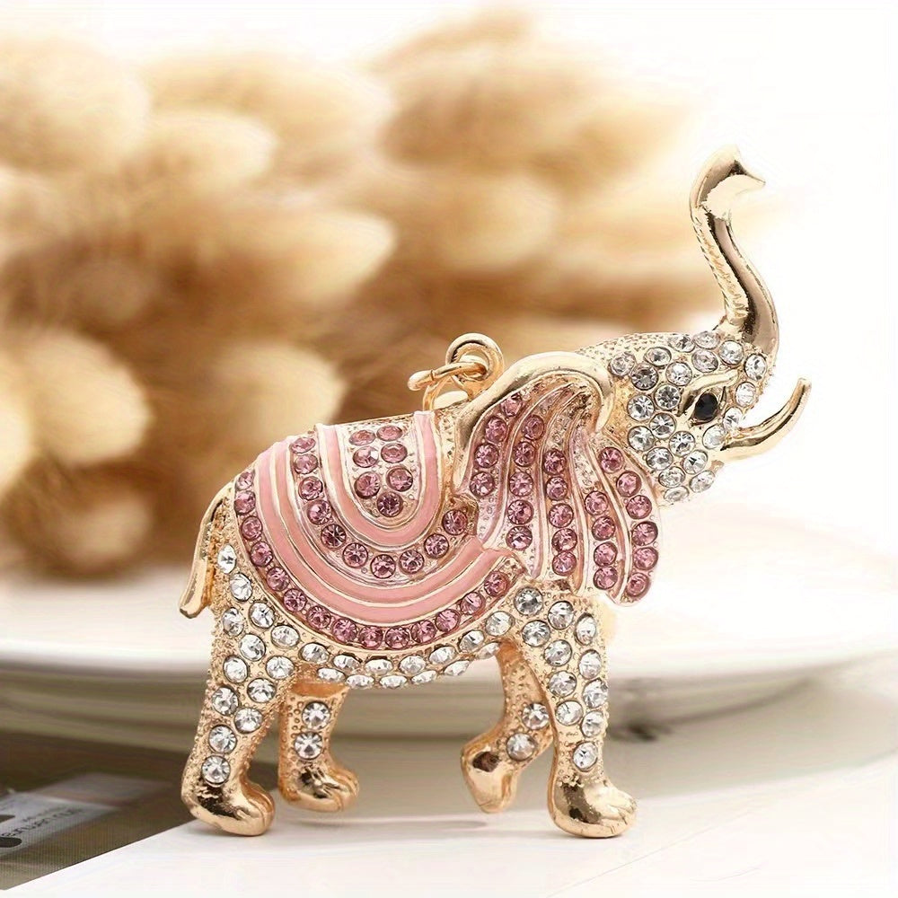 Cute Rhinestone Elephant Keychain for Handbag Car Charm Gift