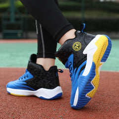 Boy's High Top Basketball Shoes Colour Block Non Slip Sneakers