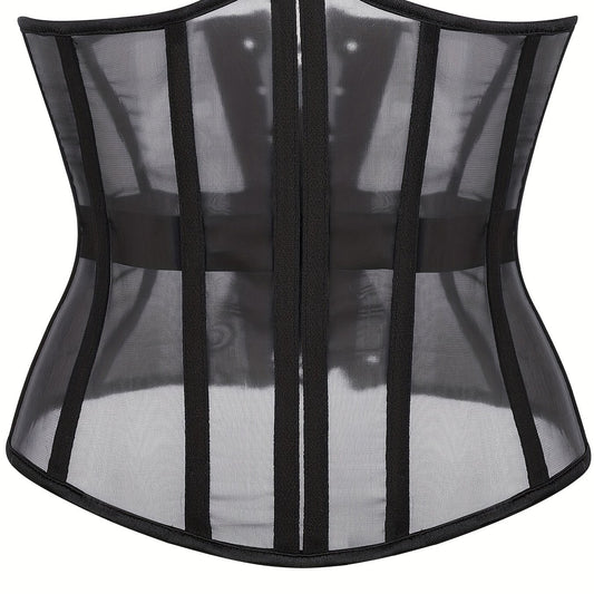 Mesh Strapless Corset Tummy Control Lace Up Body Shaper