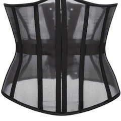 Mesh Strapless Corset Tummy Control Lace Up Body Shaper