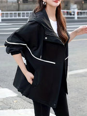 Drawstring Pocket Hooded Jacket for Women