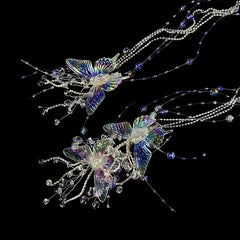 Crystal Butterfly Bridal Hair Clip with Tassel