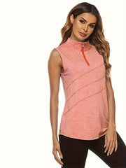 Women's Sleeveless Golf Tennis Polo Shirt Zip Up Tank Top
