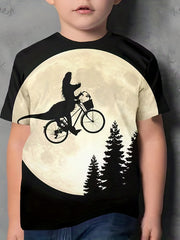 Boys' Dino Biker Tee 3D Print Short Sleeve Shirt