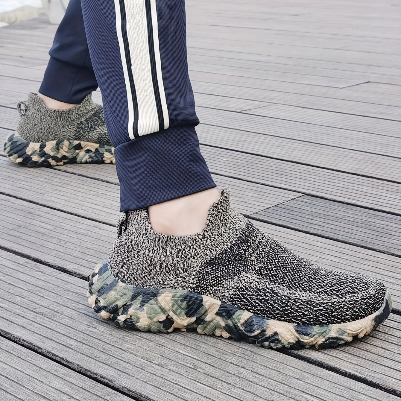 Men's Camo Breathable Slip On Sock Shoes Non slip Sneakers