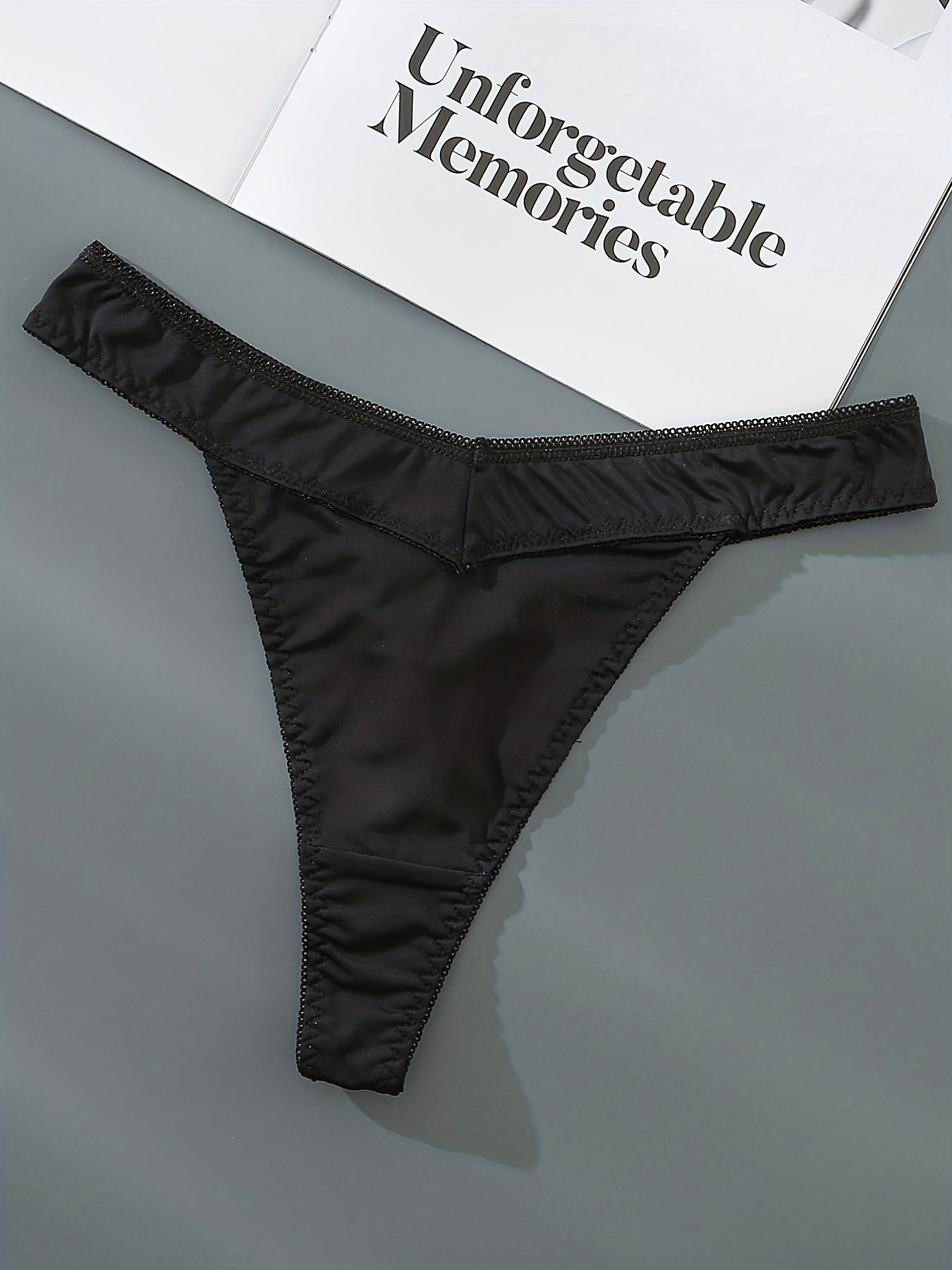 3 Pack Plus Size Sexy Panties Set Women's Plus Solid & Letter Print Thongs