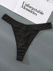 3 Pack Plus Size Sexy Panties Set Women's Plus Solid & Letter Print Thongs