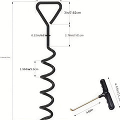 Heavy Duty Tent Trampoline Ground Nail Set with T-hook and Strong Straps