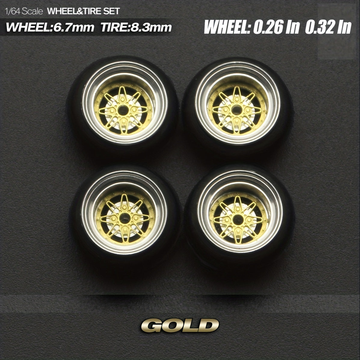 1:64 Scale Static Model Car for Modification Assembly Style All Metal Wheel Hub