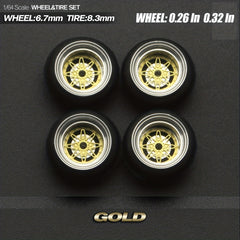 1:64 Scale Static Model Car for Modification Assembly Style All Metal Wheel Hub
