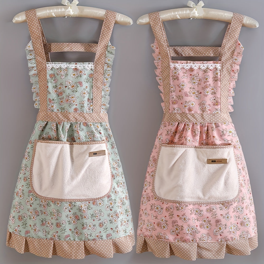 Canvas Floral Apron with Hood Waterproof Stain Resistant Workwear