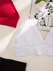3pcs Wireless Triangle Cups Bras Comfy & Breathable Intimates Bra