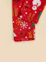 Girls Santa Ruffle Trim Long Sleeve Swimsuit Christmas Gift