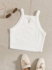 Ribbed Crop Spaghetti Strap Top Y2K Sexy Sleeveless Cami Top