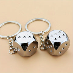 Metal Dice Keychain Pendant for Car Keys Backpacks Wallets