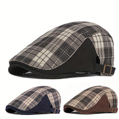 Stylish Corduroy Berets Plaid Newsboy Cap Cabbie Caps Duckbill Visor