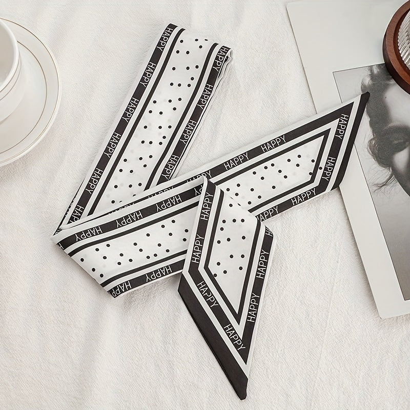 Happy Dot Print Skinny Scarf Silky Long Ribbon Neckerchief