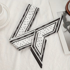 Happy Dot Print Skinny Scarf Silky Long Ribbon Neckerchief