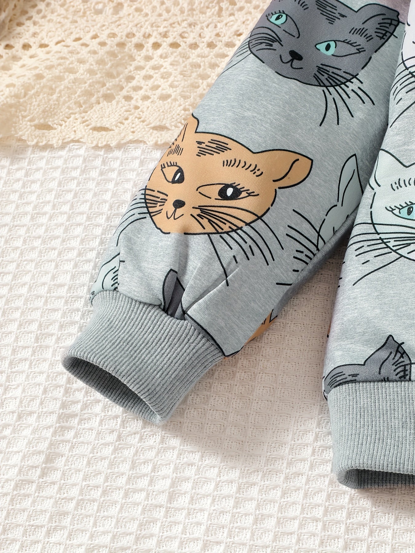 Cat Print Long Sleeve Toddler Sweatshirt Kids Casual Pullover