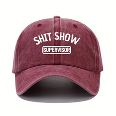 Vintage Funny Letters Print Baseball Cap Washed Distressed Dad Hat