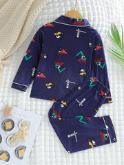 Boys Cartoon Car Print Pajama Set