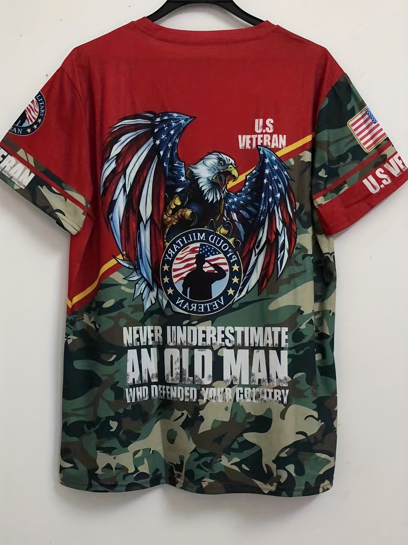 Patriotic US Veteran T Shirt 3D Print Tee for Men