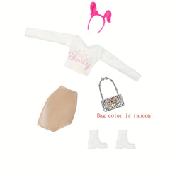 Polyester Leather Pants & Skirt Set for Girls