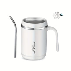 Large Capacity Stainless Steel Water Cup With Cover And Straw