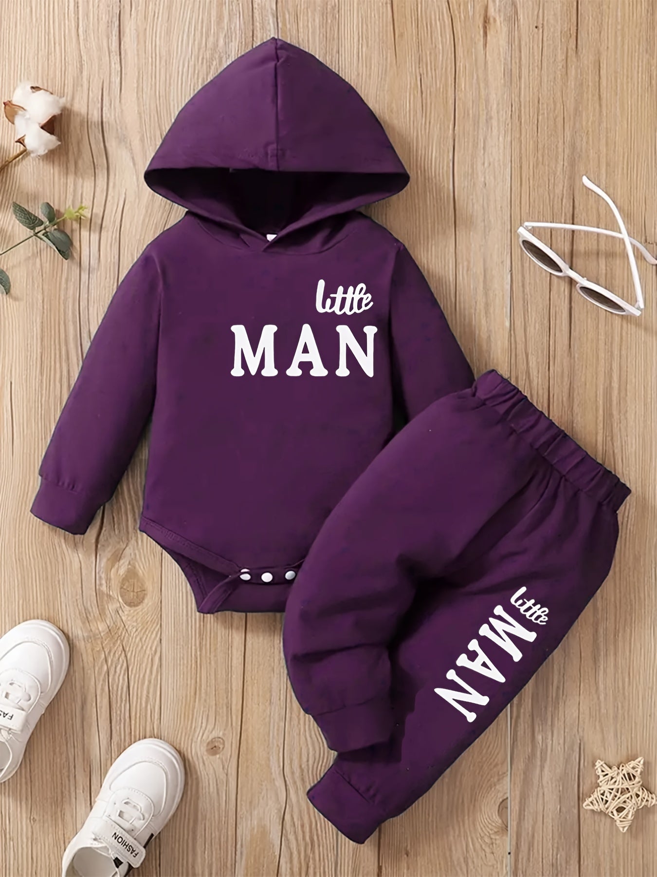 Baby Boy Hooded Bodysuit Trousers Set