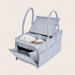Foldable Flip Top Felt Mommy Diaper Storage Bag with Multiple Compartments