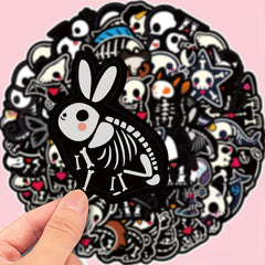 50pcs Animal Skeleton Vinyl Stickers for DIY Journals Laptops Suitcases