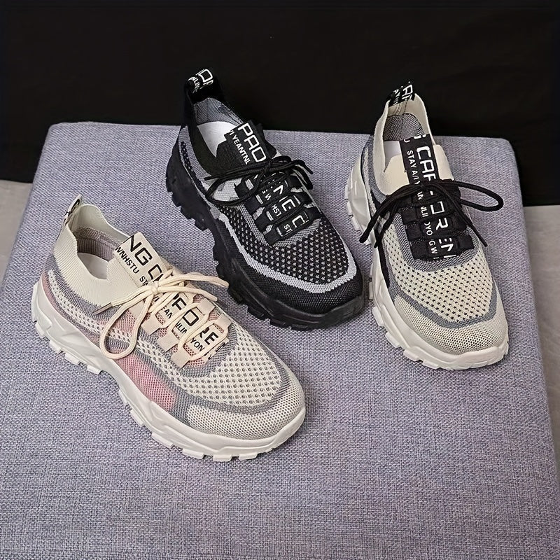 Women's Knitted Running Shoes Lightweight Sports Footwear