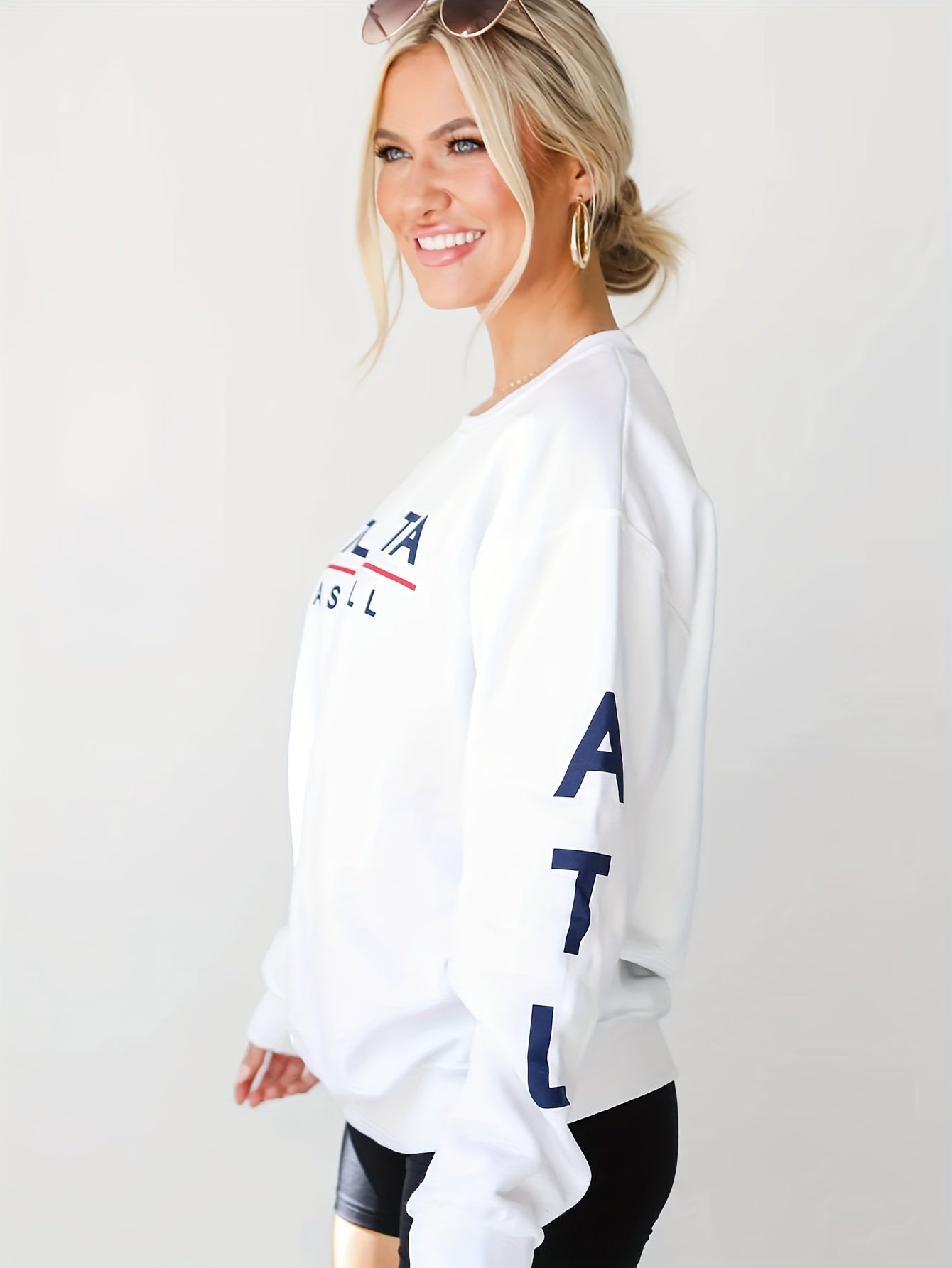 Sports Hoodie Women's Plus Letter Print Long Sleeve