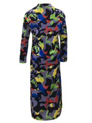 Y2K Geo Print Lapel Long Coat Women's Outerwear
