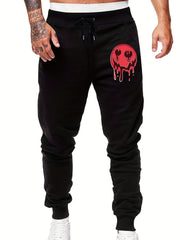 Men's Cartoon Face Sports Pants Drawstring Jogging Trousers