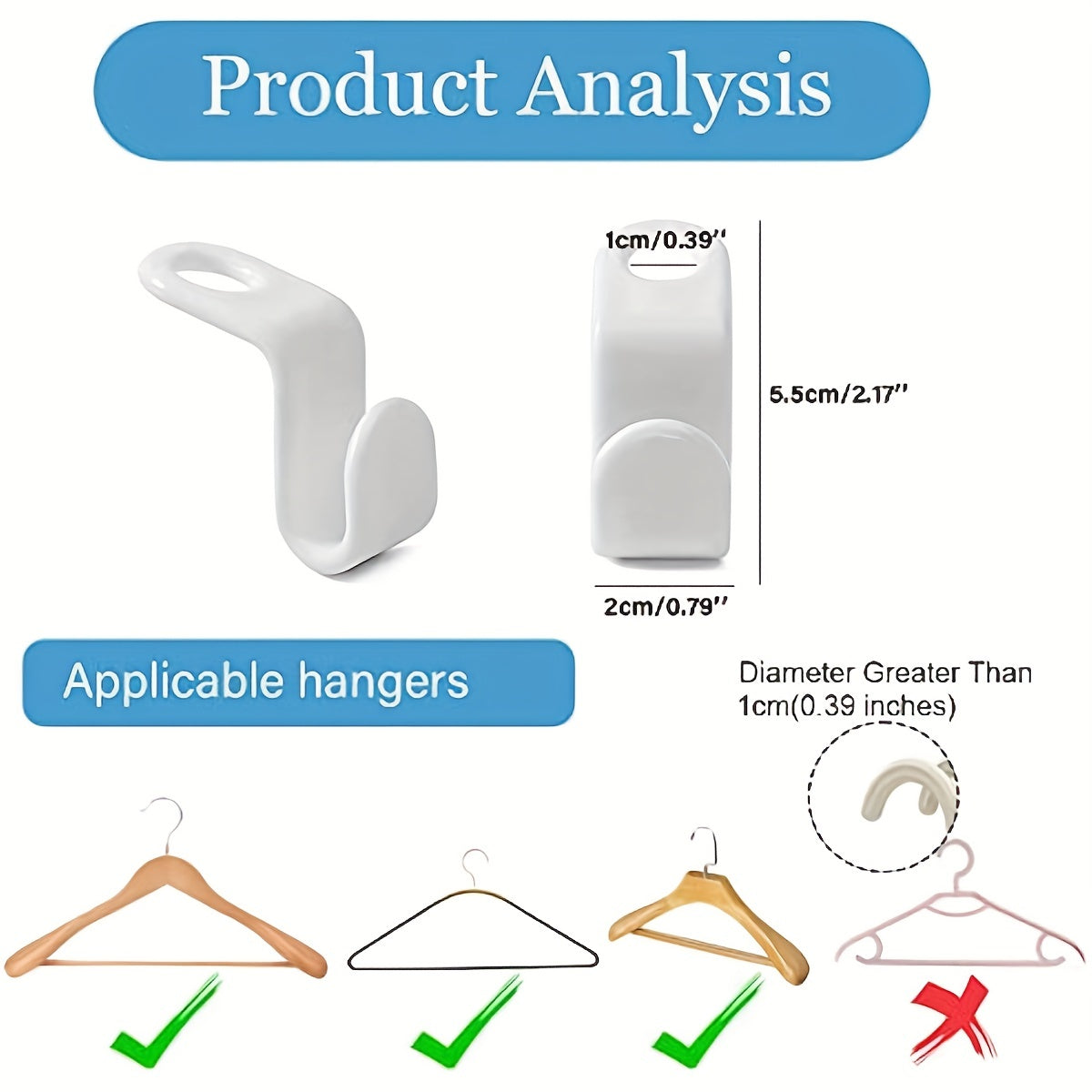 Plastic Clothes Hanger Hooks Heavy Duty Space Saving Organizer