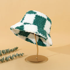 Lamb Wool Bucket Hat Autumn Winter Fuzzy Warm Fisherman Hat For Women