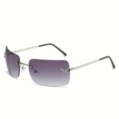 Y2K Rimless Butterfly Sunglasses Gradient Lens UV400