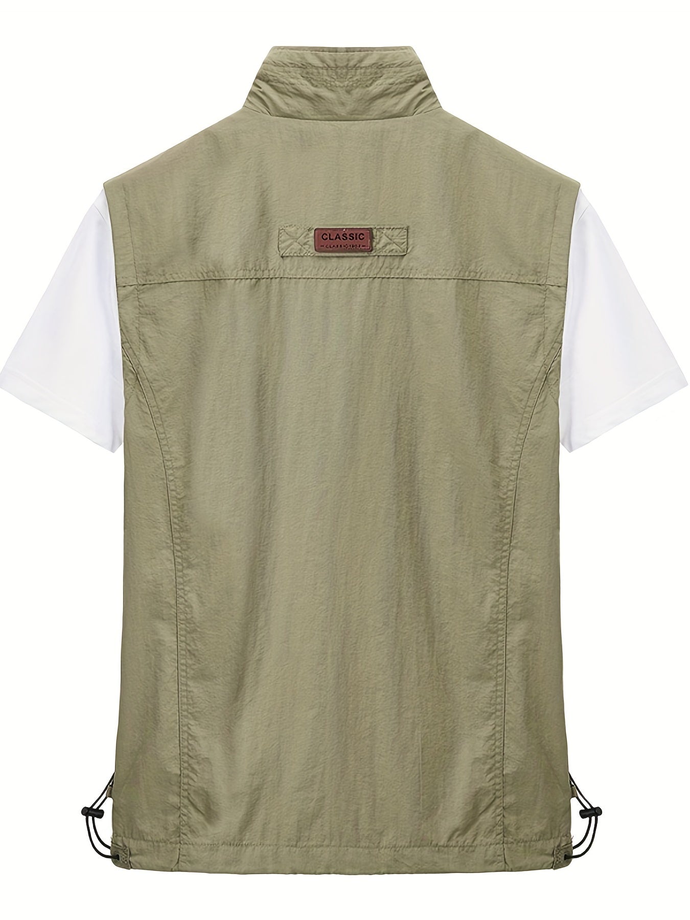 Men's Zipper Pockets Cargo Vest Stand Collar Zip Up Outwear