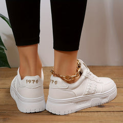 Women's Wheat Pattern Flat Shoes Lace Up Platform Sneakers